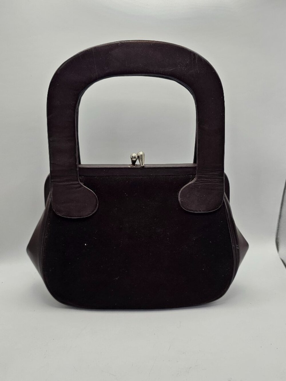Creaciones Sergio Structured Suede & Leather Handbag, Vintage Peruvian 1960s